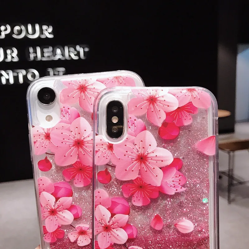 Чехол для телефона Gimfun с розовым цветком и зыбучим песком Iphone 11 Pro Max Xs Xr 6s 7 8plus