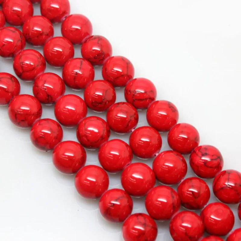 Бусины из натурального камня китайские красные Howlite черные круглые свободные