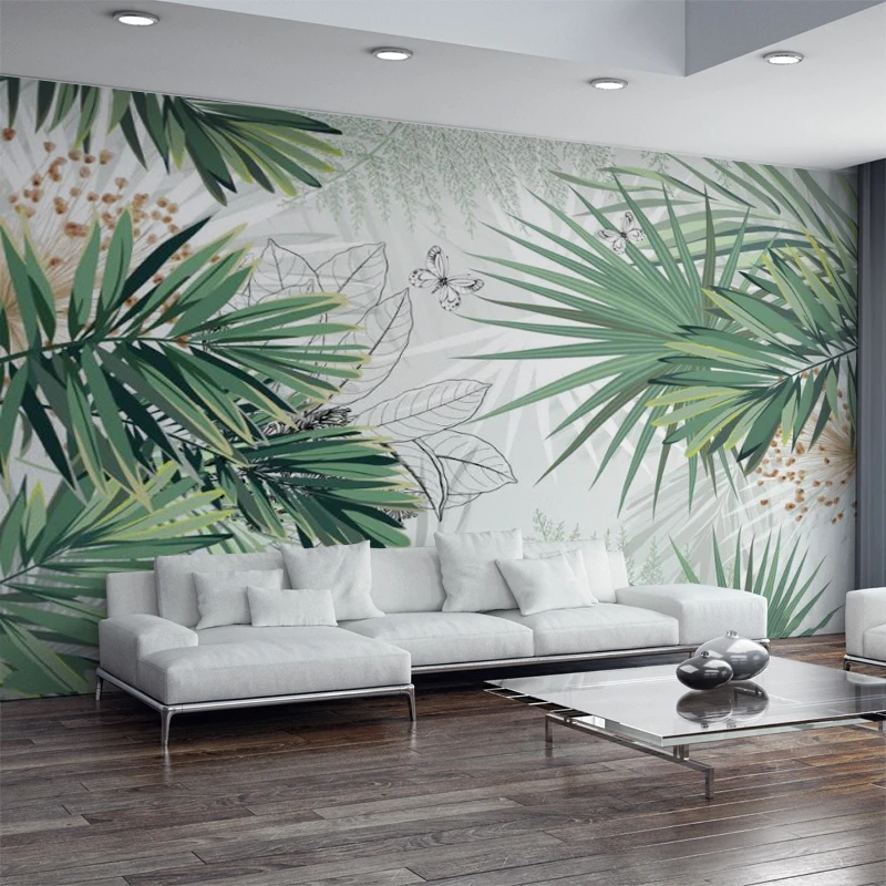 beibehang Custom 3d wallpaper mural medieval hand painted tropical rain forest plant banana leaf tv background wall paper | Обустройство