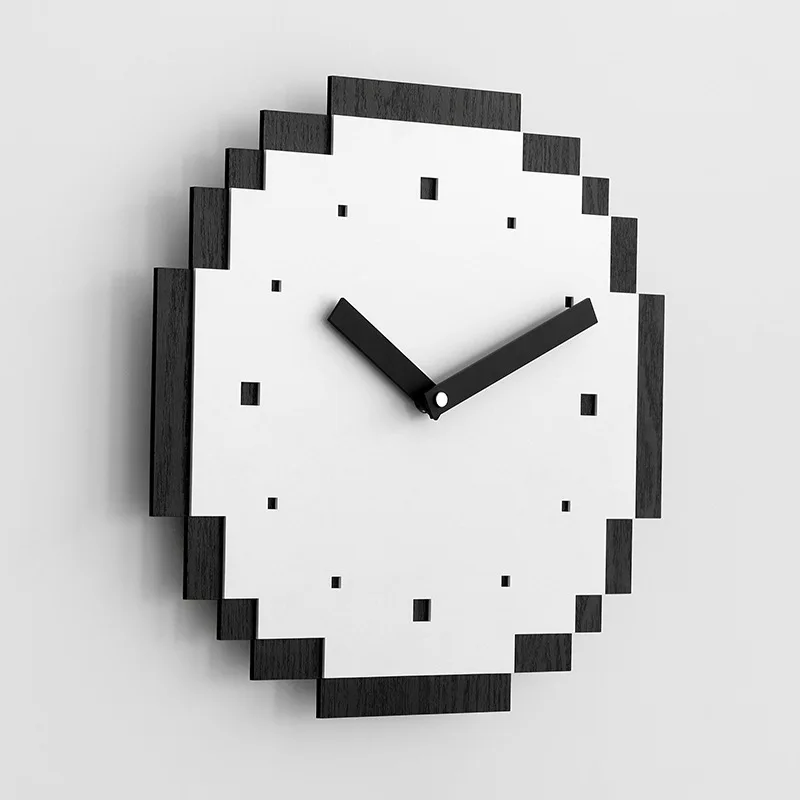 

Настенные часы черно-белые креативные простые мозаичные художественные часы из сосны и акриловых металлических материалов