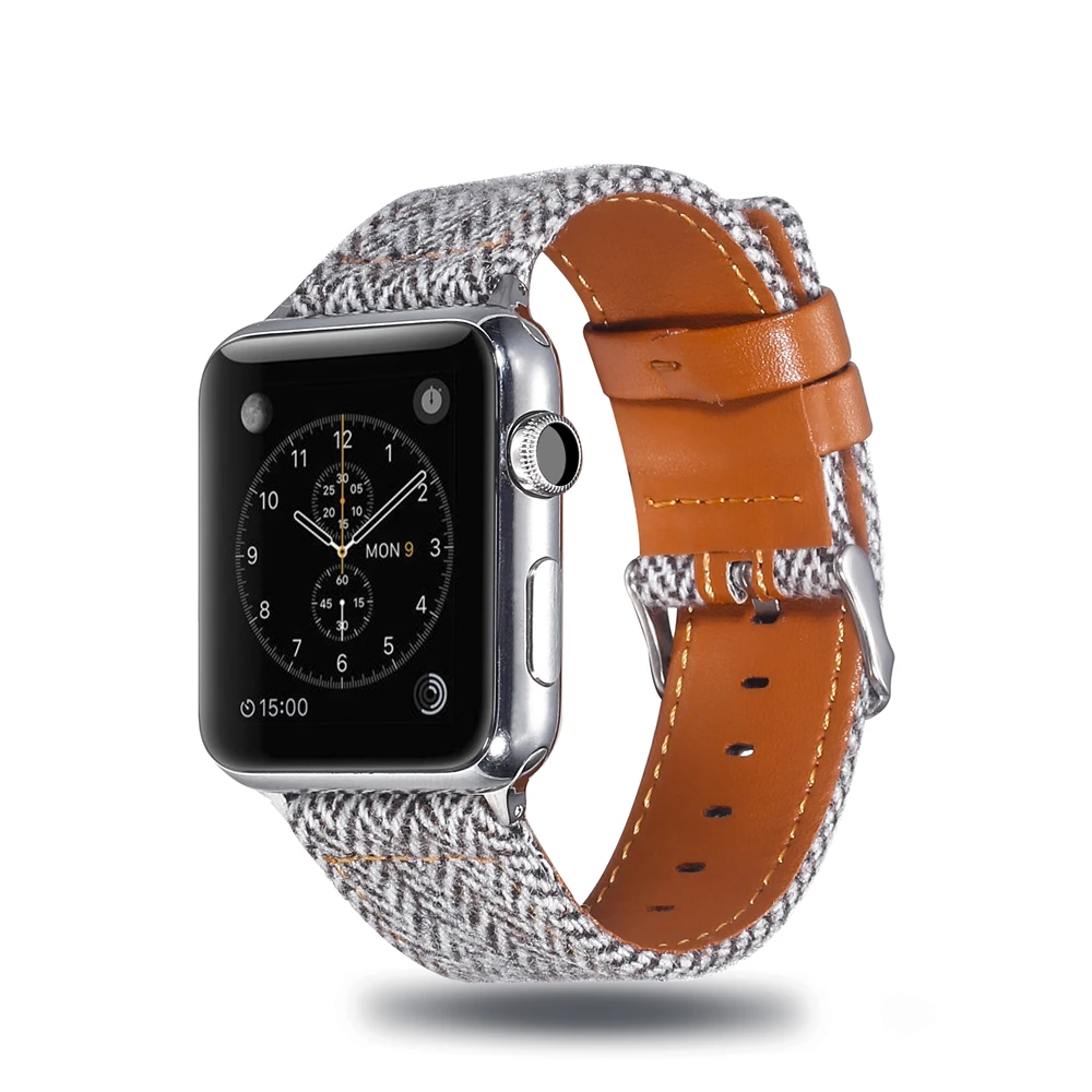 Холщовый ремешок для часов для Apple Watch 38 мм 42 мм 40 мм 44 мм нейлоновый кожаный ремешок для часов браслет для iWatch Series 5/4/3/2/1
