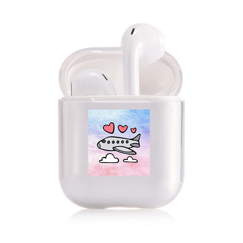 I300214 Хроматический модный наушник чехол для Apple Airpods чехол простой милый любовь сердце Bluetooth поп AirPods чехол прозрачный жесткий чехол - Цвет: I300214