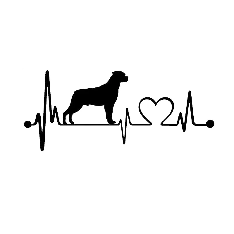 

21cm*10cm Rottweiler Heartbeat Lifeline Dog Auto Sticker PVC Covering Scratch Fashion Cartoons Animal Car Motorcycle Decal
