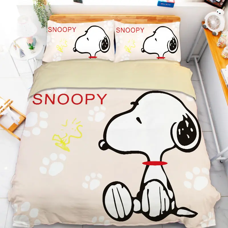 

Snoopy cute cartoon animation student dormitory bedding simple and comfortable three-piece children