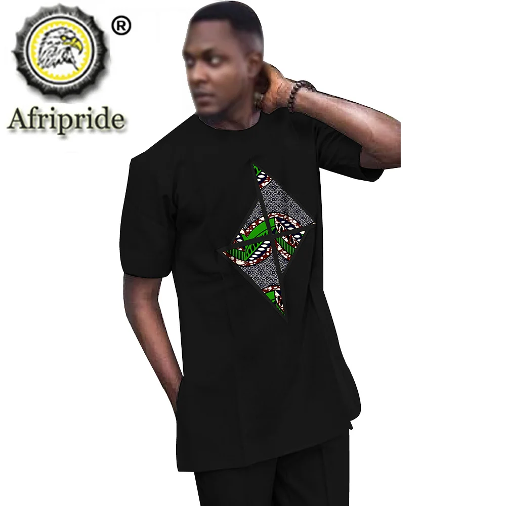 African Clothing Set for Men Suit Short Sleeve Outfits Wax Print Dashiki Ankara 100% Cotton Material AFRIPRIDE S2016010