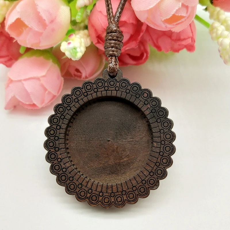 Дерево кабошон настройки подходят 25 мм стекло пустой камея ожерелье основа