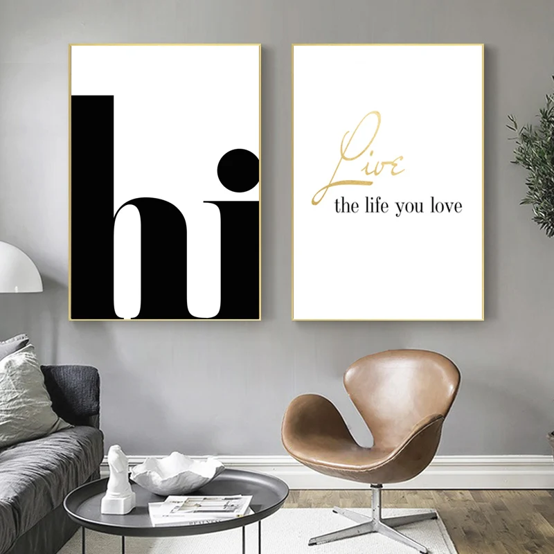 Скандинавский плакат Hi Quotes Wall Art Холст Живопись минималистичные плакаты и принты абстрактный холст печать настенные картины Домашний декор