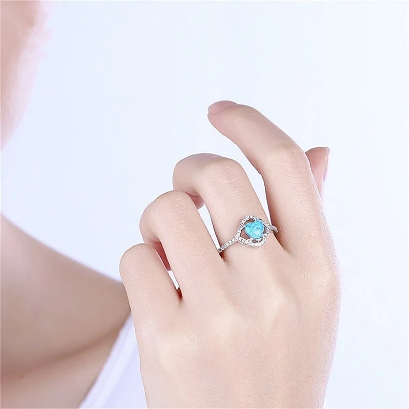 

Hot Selling Exquisite Romantic Love Heart Cut Rings Women Jewelry Christmas Birthday Gifts Bridal Engagement Party Rings