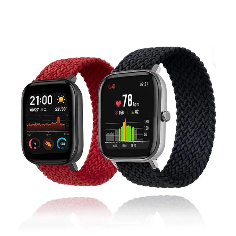 Нейлоновый эластичный ремень для ремешка Amazfit GTS 2 Bip S U Lite GTR 42 мм Solo Loop Garmin Vivoactive 3