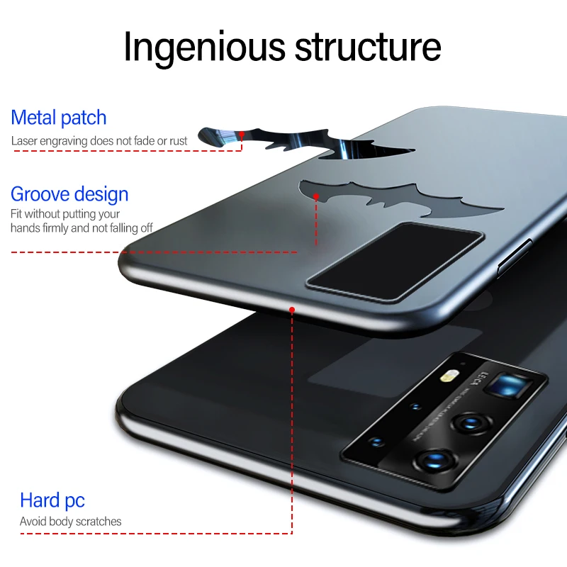Ultra-thin Bat Matte PC Phone Case For Huawei P40 P30 P20 Lite Mate 30 20 Honor 10 Pro Magnetic Protection Cover