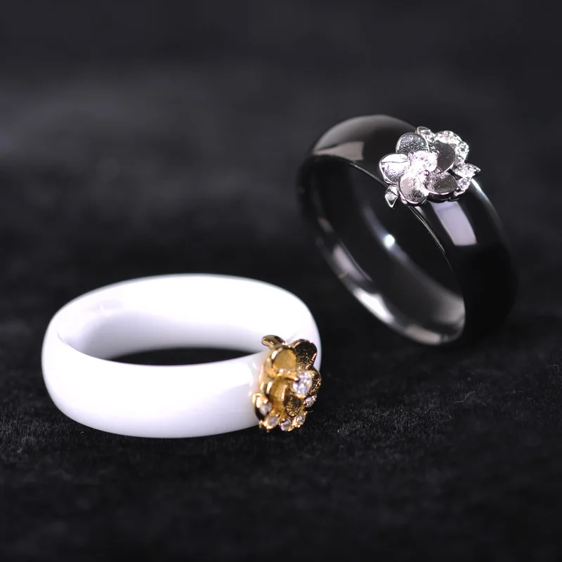 Набор свадебных украшений MECHOSEN серьги и кольца белого/черного цвета из керамики