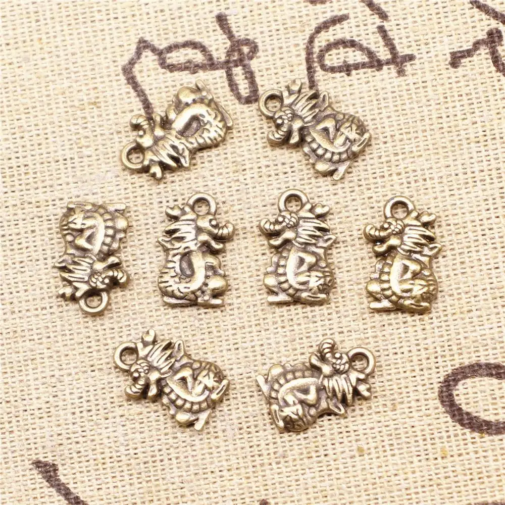 

Supplies For Jewelry Making 20pcs 15x10mm Antique Bronze Color Cute Dragon Charms