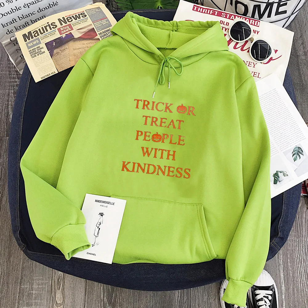 

People with Kindness Sweatshirt Streetwear Women Harry Styles Hoodies Aesthetic Fashion Trick or Treat Tops Pumpkin XL