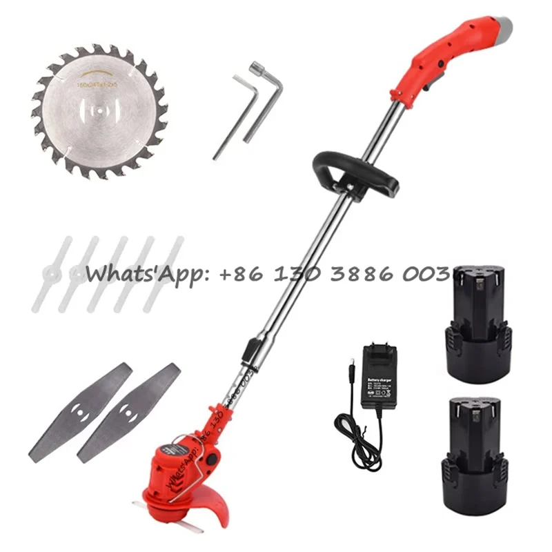 800W Cordless Garden Grass Trimmer Tools Crops Pruning Cutting Machine 12V Lithium Brush Cutter Handle Electric Lawn Mowers