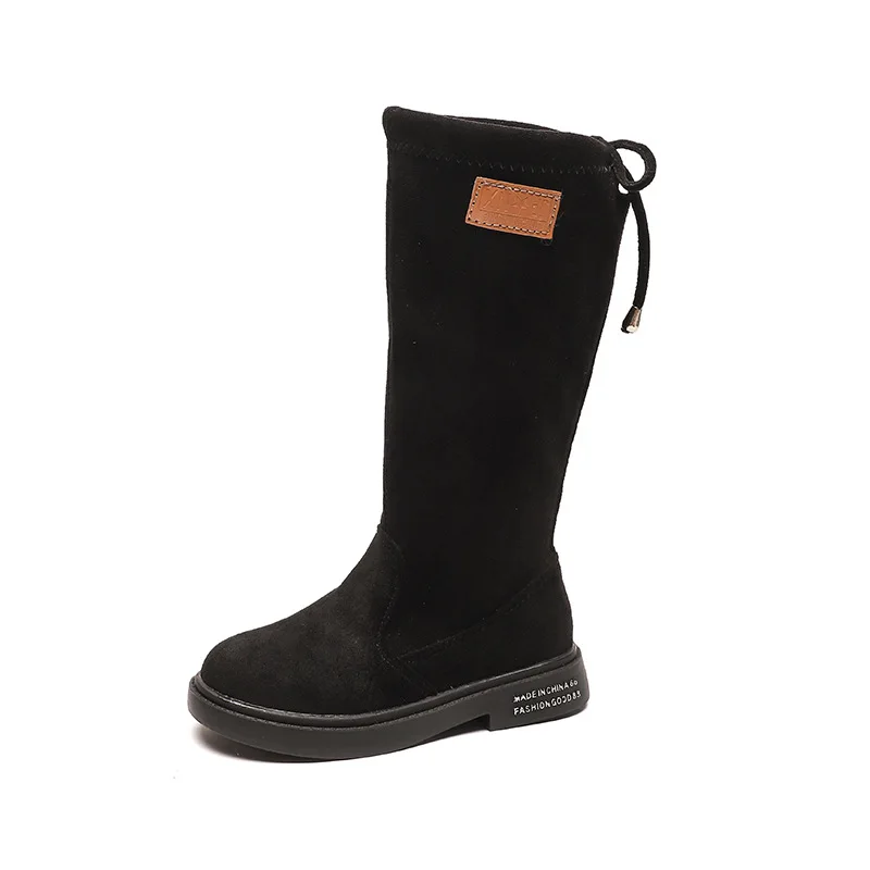

New Winter 2021 Fashion Girls Kids Children Knee High Boots Thicken Plush Princess British Style For Students Knee High Boots