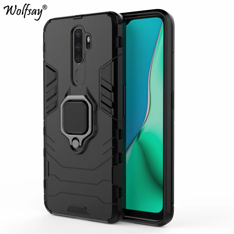 Для Oppo A9 Чехол Броня Магнитная присоска подставка противоударный полный край Обложка для Oppo A9 чехол для Oppo A9 - Цвет: DarkBlack