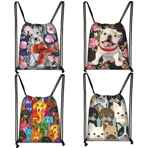 Сумка на шнурке для девочек-подростков, модный дорожный рюкзак с милой собакой, йоркширским терьером, французским бульдогом, таксой