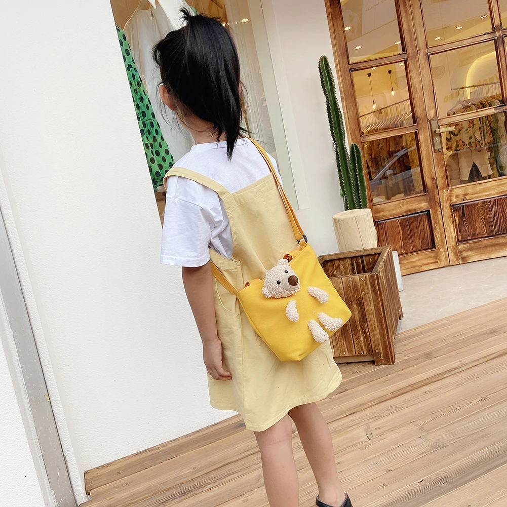 Детская сумка через плечо с милым медведем детская повседневная Холщовая Сумка