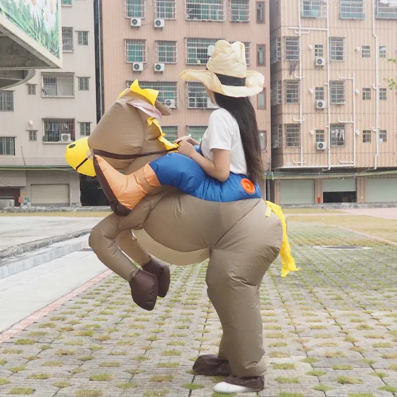 Бесплатная доставка коричневый ковбойский надувной костюм для взрослых