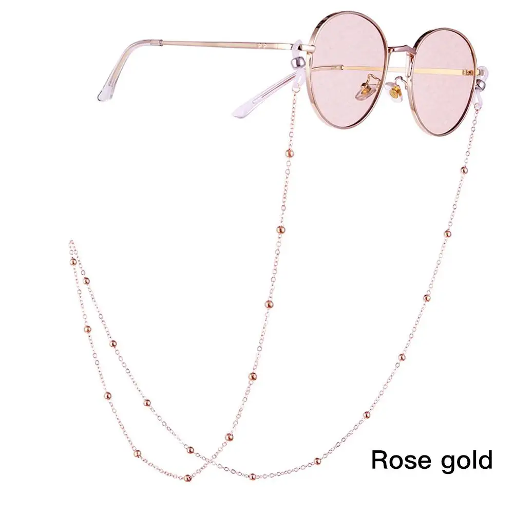 Rose Gold Glasses Chain Women Men Eyewear Accessories Stainless Steel 70CM Eyeglass Chains Sunglasses Reading Beaded Glasses Chain - Цвет: Rose Gold
