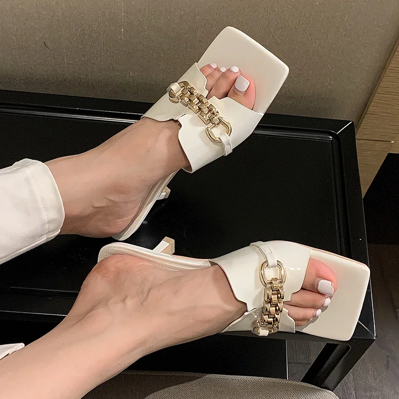 

Woman High Heel Fashion Ladies Pumps Shoes Sandals Women Outdoor Metal Thin Heels For Female Ladies Slippers Slides Pumps 2021