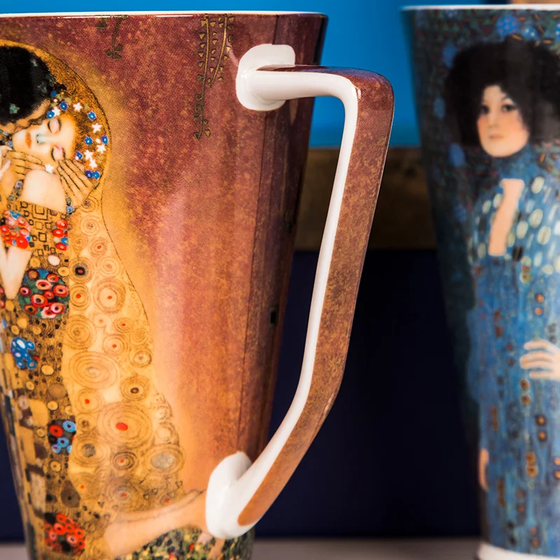 Klimt картина Поцелуй Дизайн тонкой кости Китай кофейная кружка & Ван Гог
