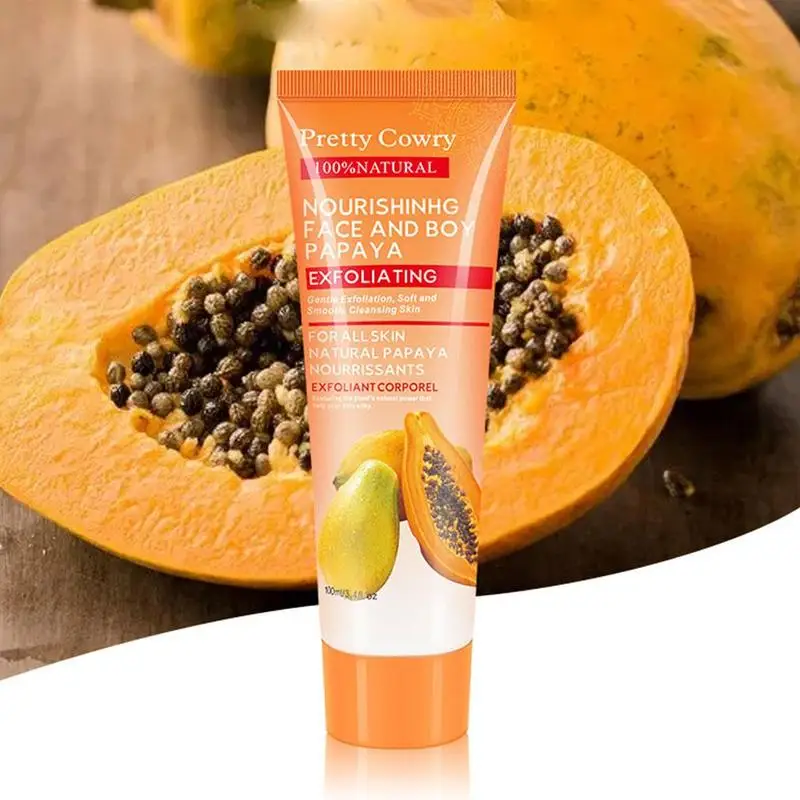 100g Papaya Peeling Cream Scrub Gel Natural Exfoliating Facial Whitening Brightening Face Exfoliator Peeling Facial Cleanser facial exfoliator gel lotion exfoliatingscrub feet hands body exfoliant face scrub cream tightening beauty salon dead skin 1000g