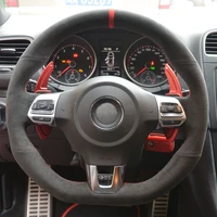 black alcantara hand stitched steering wheel cover for volkswagen golf 6 gti mk6 vw polo gti scirocco r passat cc r line 2010