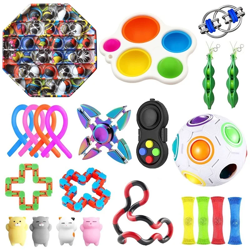 

Fidget Toys Anti Stress Set Stretchy Strings Gift Pack Adults Children Squishy Sensory Antistress Relief Figet Toys