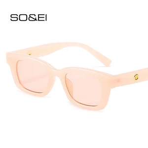 Солнцезащитные очки SO  EI для мужчин и женщин, небольшие прямоугольные солнечные очки-желе в винтажном стиле, брендовые дизайнерские прозрачные фиолетовые оранжевые