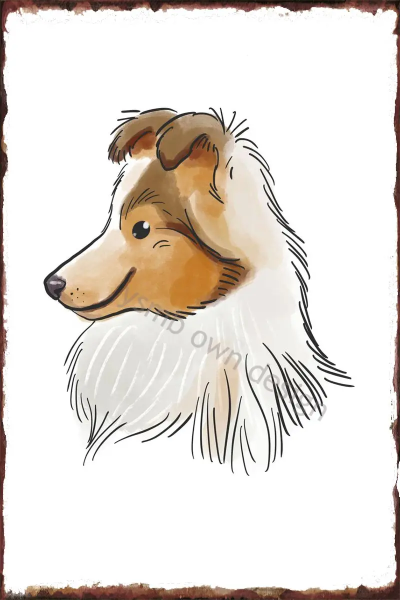 

Rough Collie Wall Decor Room Decoration Retro Vintage Metal Sign Tin Sign Tin Plates For Art Pub Home Club Man Cave Cafe