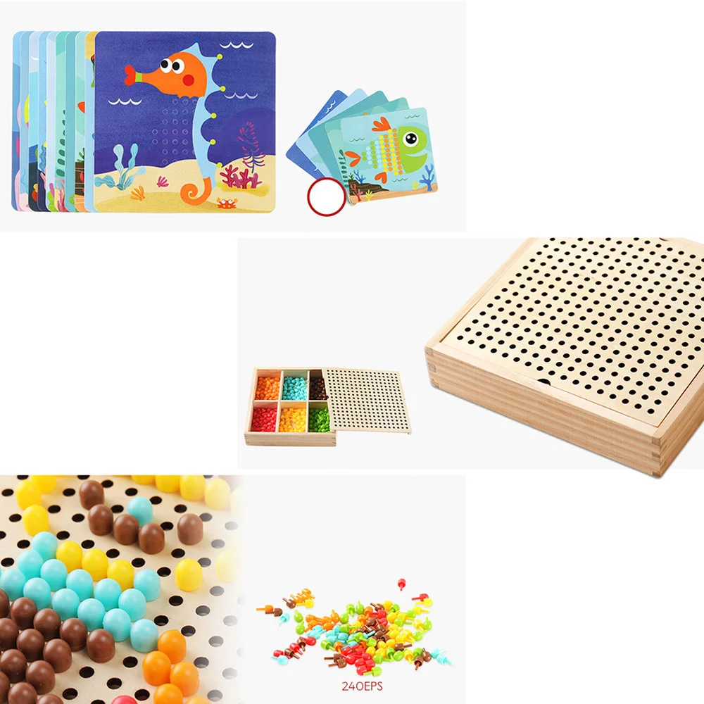 

240pcs 3D Mushroom Nail Intelligent Puzzle Games Mosaic Peg Board Jigsaw