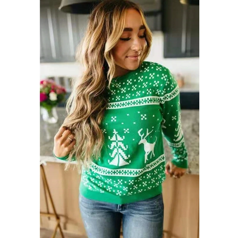 Новинка женские толстовки с рождественским принтом одежда топ длинными рукавами