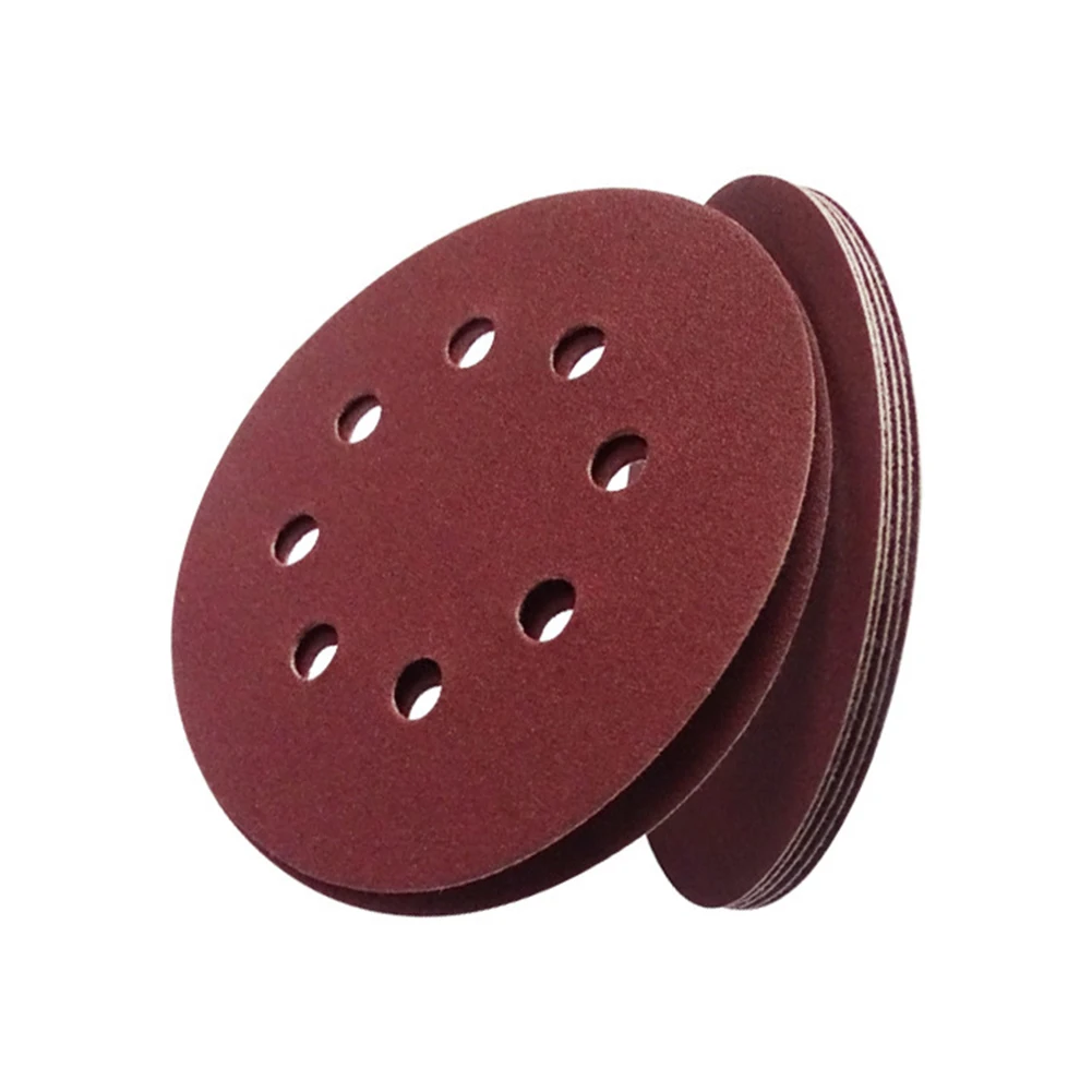 

20pcs 5 inch 8 Hole P60 Round Sandpaper Disk Sand Sheets Flocking Self-adhesive Abrasive Paper for Woodworking