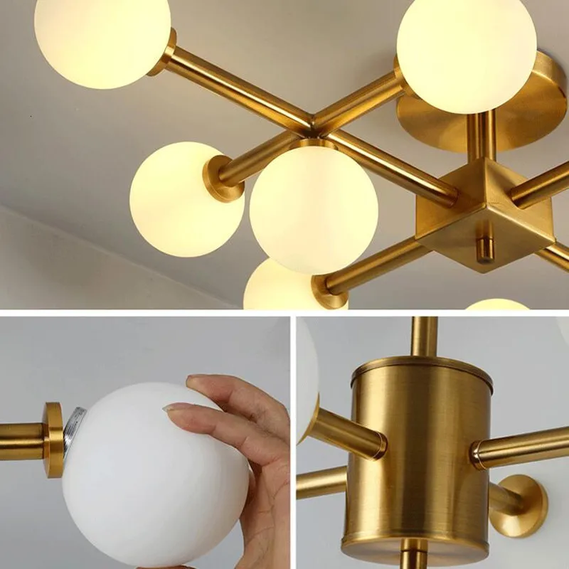 Скандинавский золотой современный светильник потолочный стеклянный подвесной