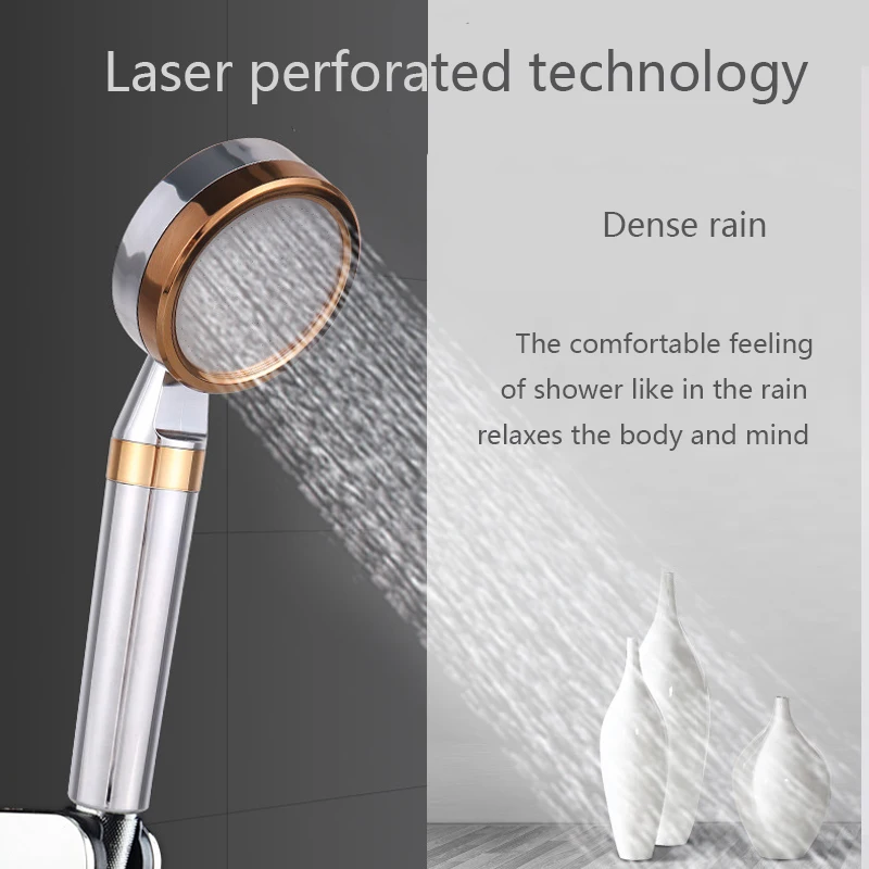 high pressure rainfall water saving plating shower head pp filter clean stone double filtration with universal fitting bathroom free global shipping