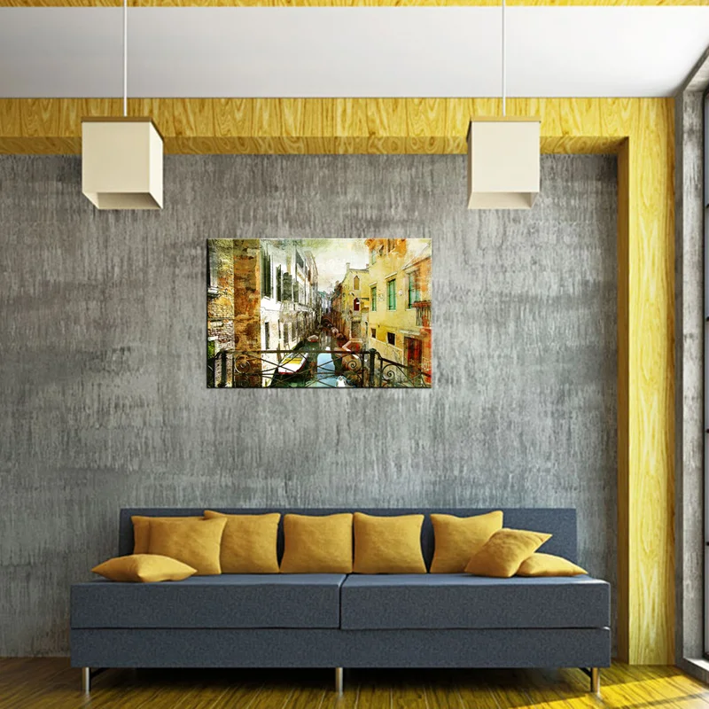 Винтажные архитектурные принты Венеция большой канал Лодка на стену искусство