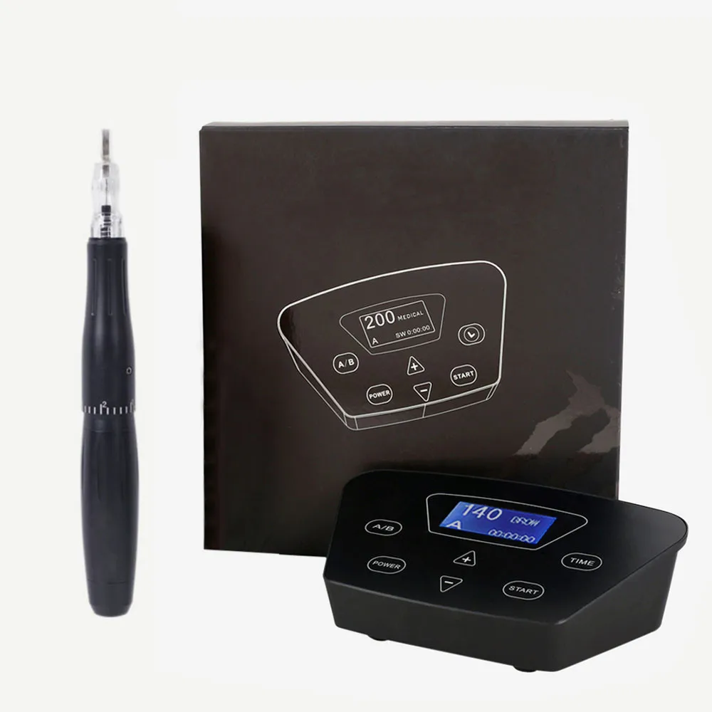 Black box Professional Eyebrow Tattoo Machine Pen For Permanent Make Up Eyebrows Microblading Makeup DIY Kit With Tattoo Needle - Цвет: Black box