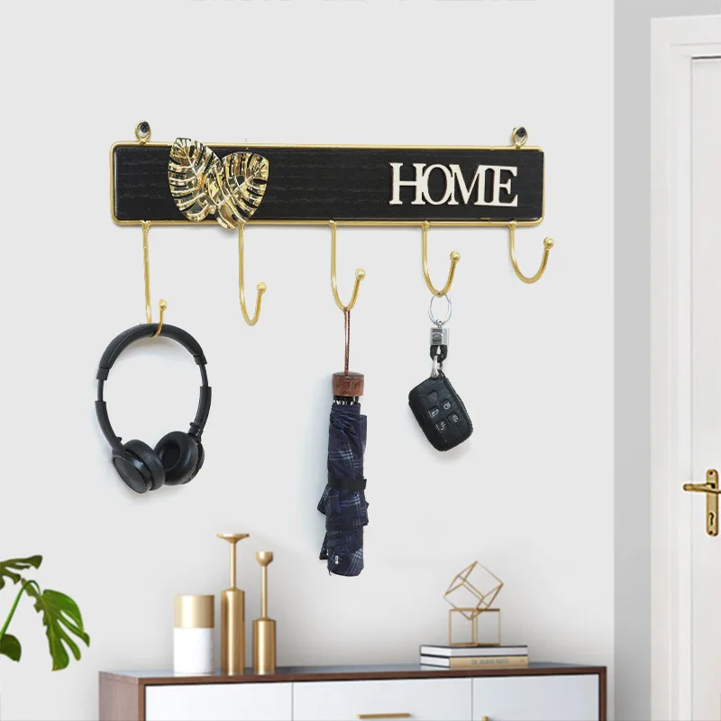 

Nordic Iron Hook Metal Gold Maple Coat and Hat Wood Hook Wall Hanging