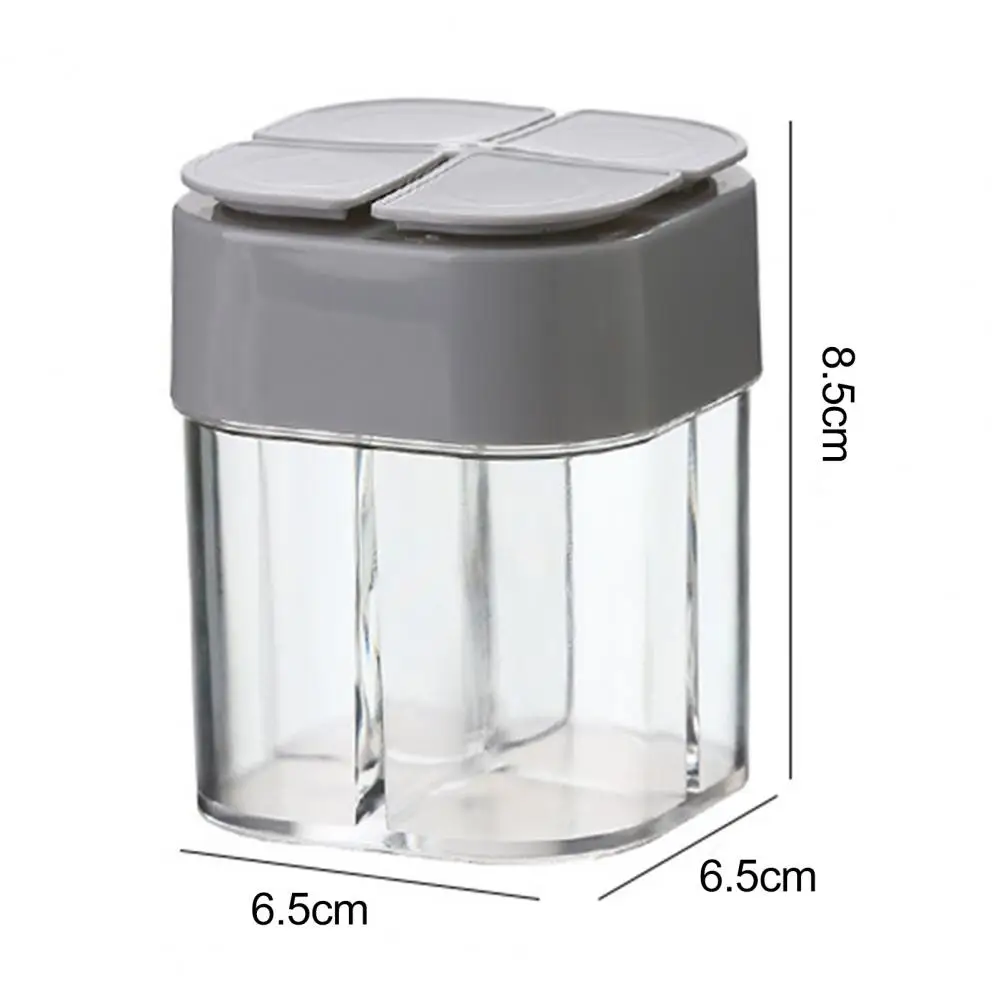 

4 in 1 Transparent Kitchen Supplies Compartment Spice Jar For Salt Sugar Pepper Powder With Spoon Plastic Seasoning Box