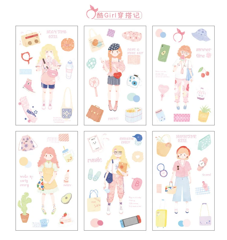 6 шт. мохамм Сладкая Серия грил Kawaii милый персик канцелярские наклейки Бумага васи клейкие наклейки для скрапбукинга дневник Pho
