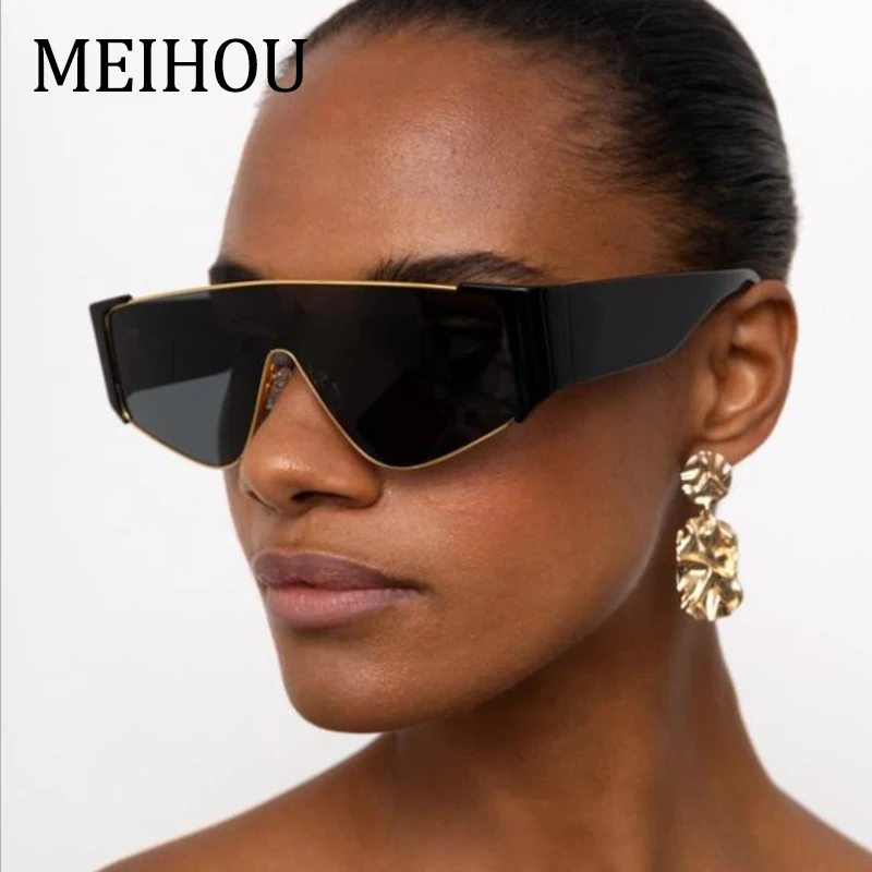 

Punk Big Frame Sunglasses Women Vintage 2021 Unique Flat Top Black Sunglasses Men Luxury Brand Designer Glasses Woman Fashion