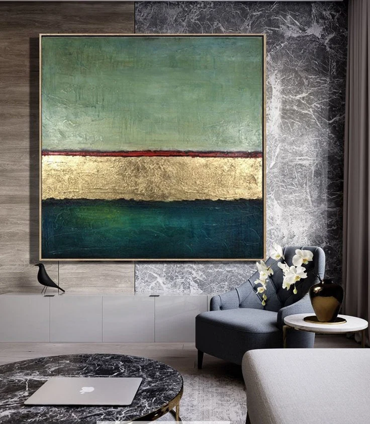 

Modern Abstract Painting On Canvas Gold Abstract Painting GoldLeaf Simple Abstract Art Minimal Abstract Art Huge Wall Art