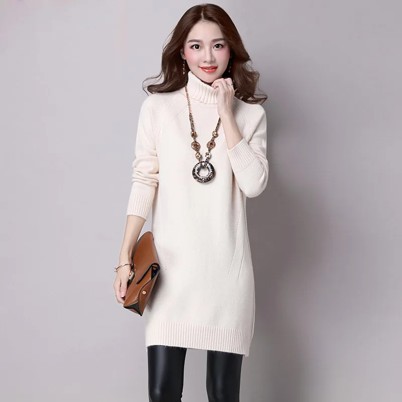 

sweater for women autumn / winter 2020 new mid length women's outer wear high collar knitted bottomed sweater autumn coat