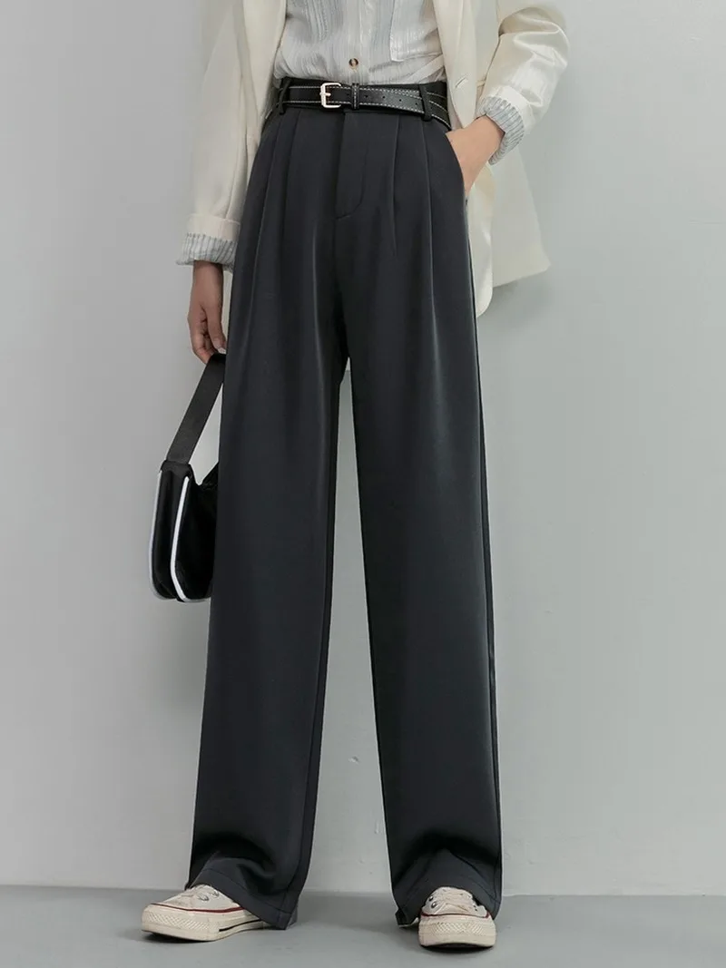 3 цвета оливковый зеленый 2021 офисные весна и осень широкие брюки высокая талия