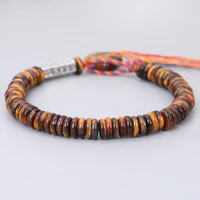 tibetan buddhist om mani padme hung charm bracelets gem tiger eyes beads gifts for women handmade lucky jewelry