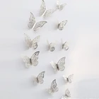 12 шт.лот 3D полые бабочки наклейки на стену украшение для дома гостиной спальни ТВ фоновая наклейка магнитные ремесла праздничный Декор