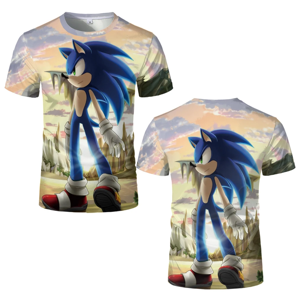 

T shirt Anime for men combo big and tall T shirt Sonic men's crop top the Hedgehog Kawaii Parent-child same paragraph Clothes