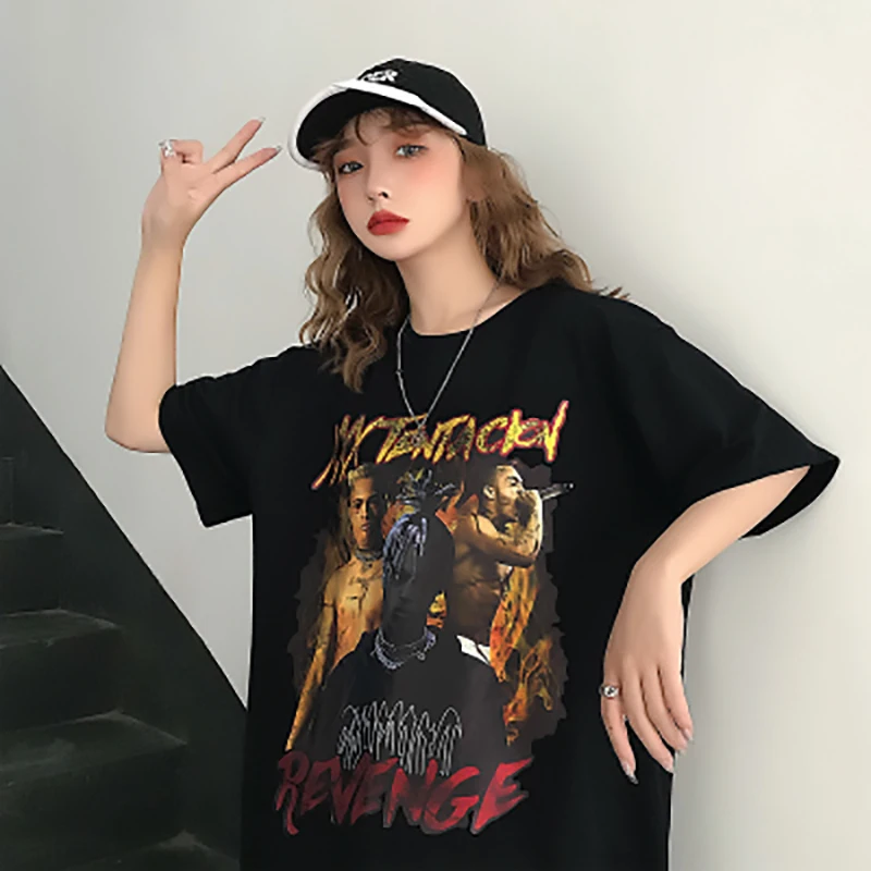 XXXTENTACION в Корейском стиле Harajuku принт повседневное bf светящиеся темноте для