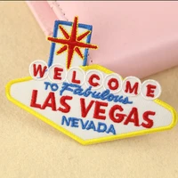 2pc wolcome to las vegas letters embroidered patch iron on clothes for clothing stickers applique diy sewing supplies fabric
